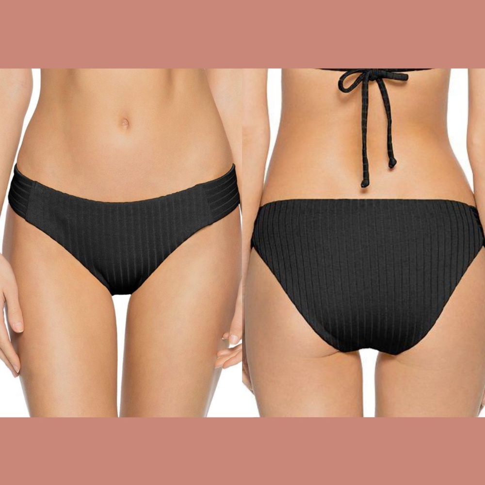 NEW Becca Loreto‎ Ribbed Black Bikini Bottoms [ SZ Small ]